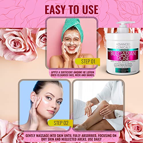 Advanced Clinicals Bulgarian Rose Anti Aging Vitamin E Moisturizer Body Lotion & Face Advanced ClinicalsBuy Supplements Australia