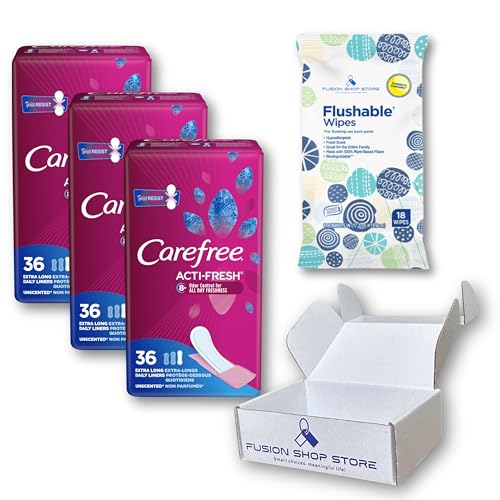 Carefree Liners Extra Long- Pantiliners for Women 36 Count (Pack of 3), Set with Feminine Flushable Msupps.comBuy Supplements Australia