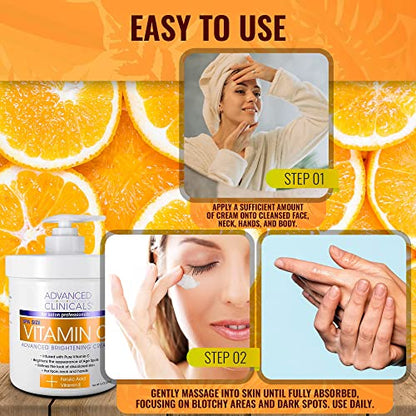 Advanced Clinicals Vitamin C Face & Body Cream Moisturizing Skin Care Lotion, Anti Advanced ClinicalsBuy Supplements Australia