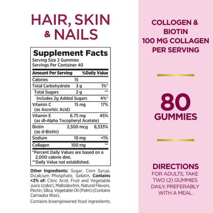 Nature's Bounty Optimal Solutions Hair, Skin & Nails with Biotin and Collagen, Citrus-Flavored Nature's BountyBuy Supplements Australia