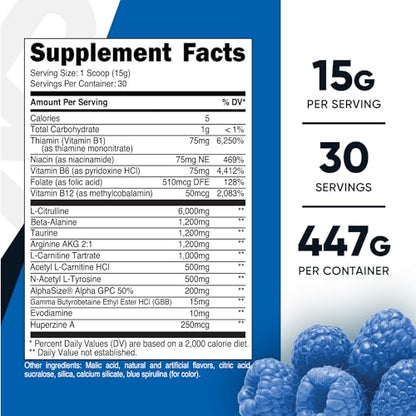 Nutricost Stim-Free Pre-Workout, 30 Servings (Blue Raspberry) - Caffeine Free, Stimulant NutricostBuy Supplements Australia