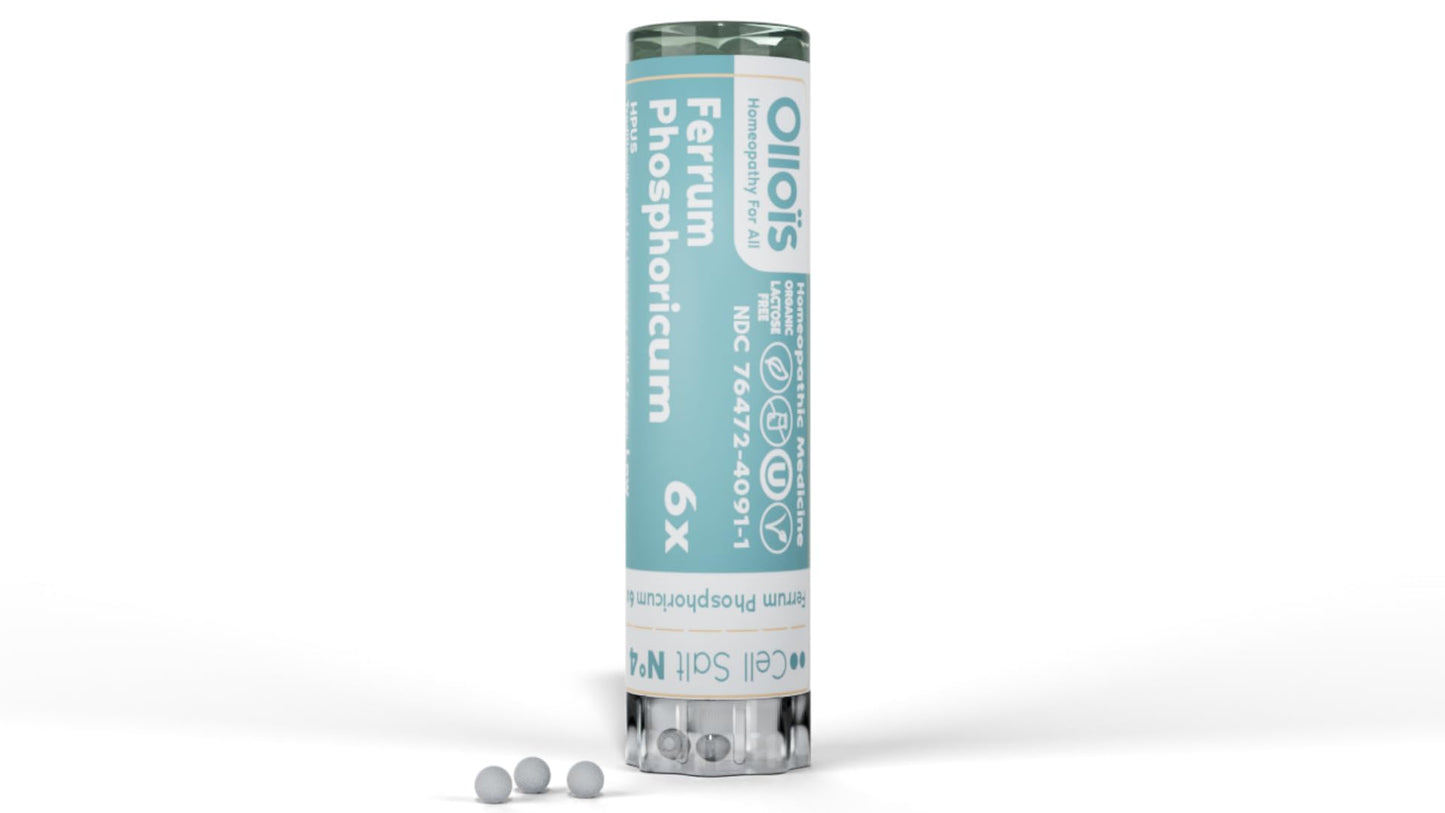 Ferrum Phosphoricum- OLLOIS - Organic & Vegan, Kosher Certified, Cell Salt #4 (Approx. 80 pellets)