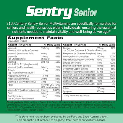 21st Century Sentry Senior Tablets, 265 Count 21st CenturyBuy Supplements Australia