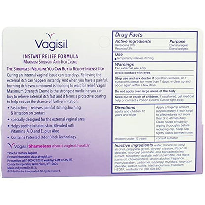 Vagisil Maximum Strength Anti-Itch Creme 1 oz (Pack of 2) VagisilBuy Supplements Australia