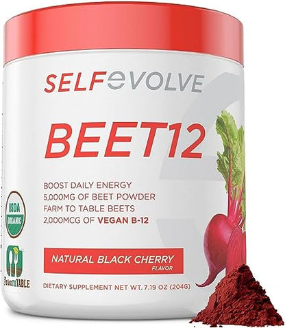 selfevolve Beet12 - Organic Beet Root Powder Enhanced with Vitamin B12, Nitric Oxide Booster