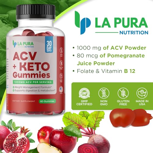 LaPura ACV 1000 mg + Keto Gummies for Weight Loss, 60 Gummies - 1000 mg Apple Cider LaPuraBuy Supplements Australia
