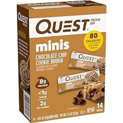 Quest Nutrition Mini Chocolate Chip Cookie Dough Protein Bars, High Protein, Low Carb