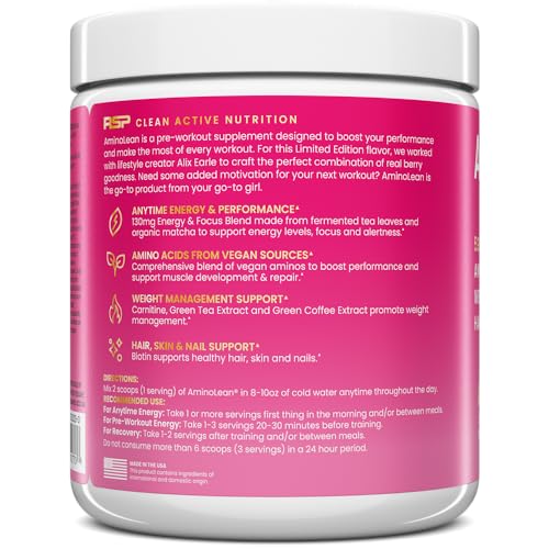 RSP NUTRITION AminoLean Pre Workout x Alix Earle Berry Alixir, Clean Energy with No Jitters RSP NUTRITIONBuy Supplements Australia