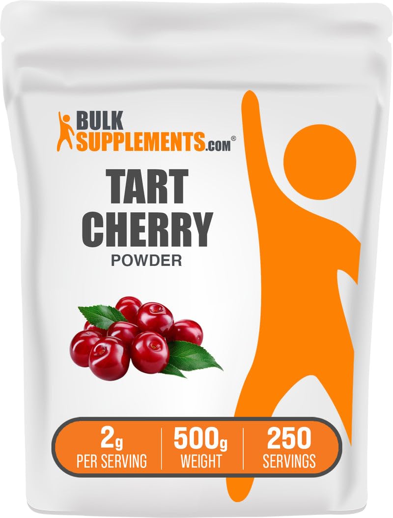 BulkSupplements.com Tart Cherry Powder - Fruit Powder, Tart Cherry Supplements - Antioxidant Source, Gluten Free & No Added Sugar, 2g per Serving, 500g (1.1 lbs) (Pack of 1) BulkSupplementsBuy Supplements Australia