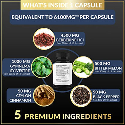 BMVINVOL 5-in-1 Berberine Supplement 6100mg with Ceylon Cinnamon, Gymnema Sylvestre BMVINVOLBuy Supplements Australia