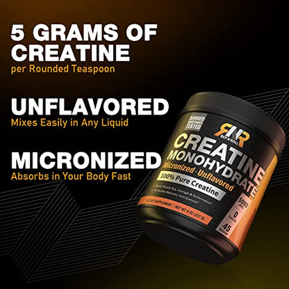 Rep N Roll Micronized Creatine Powder, 45 Serv., Creatine Monohydrate 5000 MG Rep N RollBuy Supplements Australia