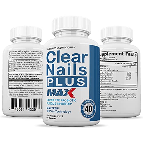 Justified Laboratories (2 Pack) Clear Nails Plus Max Pills 40 Billion CFU Probiotic Supports Justified LaboratoriesBuy Supplements Australia