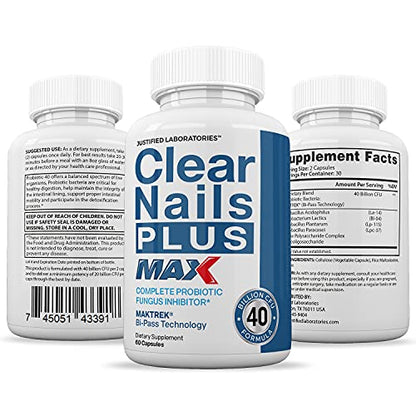 Justified Laboratories (2 Pack) Clear Nails Plus Max Pills 40 Billion CFU Probiotic Supports Justified LaboratoriesBuy Supplements Australia