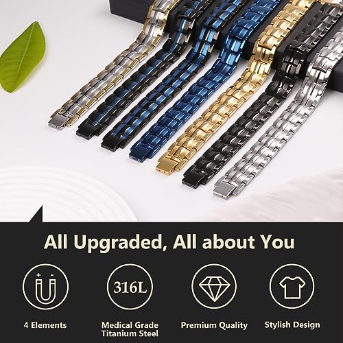 Feraco Mens Magnetic Bracelet Titanium Steel Magnetic Bracelet with Double Row 4 Elements FeracoBuy Supplements Australia