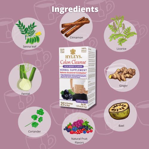 Hyleys Colon Cleanse Tea Acai Berry Flavor - 25 Tea Bags (12 Pack - 300 Tea Bags Total) HYLEYSBuy Supplements Australia