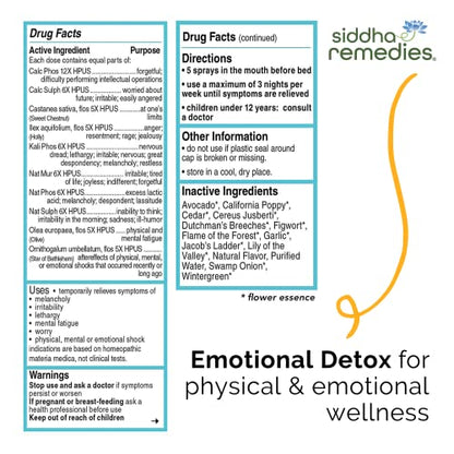 Siddha Remedies Emotional Detox Homeopathic Oral Spray for Melancholy, Irritability SiddhaBuy Supplements Australia