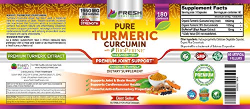 Turmeric Curcumin with BioPerine 1950mg - Natural Joint & Healthy Inflammatory FRESH HEALTHCAREBuy Supplements Australia