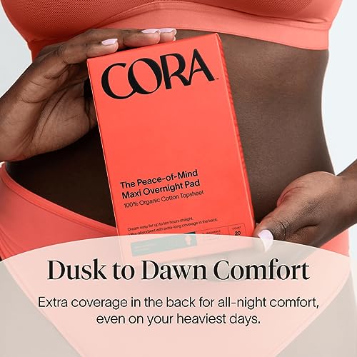 Cora Organic Cotton Topsheet Maxi Pads | Ultra Thin Period Pads with Wings | Maxi Overnight CoraBuy Supplements Australia