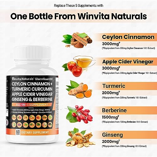 Ceylon Cinnamon 3000mg Apple Cider Vinegar 3000mg Turmeric 2000mg Panax Ginseng Winvita NaturalsBuy Supplements Australia