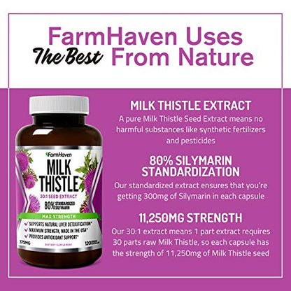 FarmHaven USDA Organic Milk Thistle Capsules | 11250mg Strength | 30X Concentrated FarmHavenBuy Supplements Australia