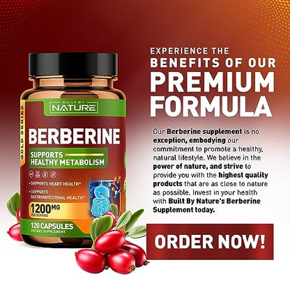 Berberine 1200mg - 100% Pure Berberine HCl Supplement, High Strength Berberine Built by NatureBuy Supplements Australia