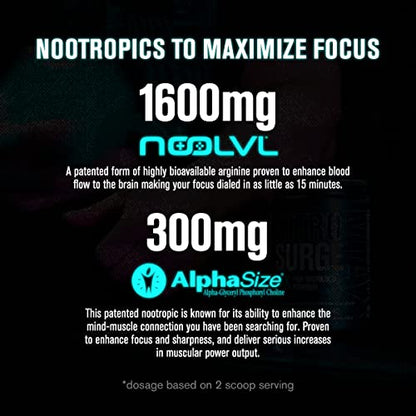 Jacked Factory Nitrosurge Max Nootropic Pre Workout Powder - Premium Pre Workout Jacked FactoryBuy Supplements Australia