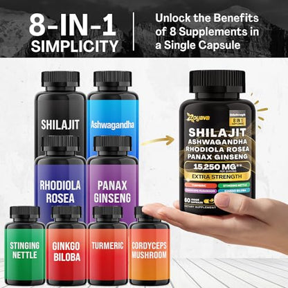 Zoyava Shilajit Pure Himalayan 9000MG,Energy Booster Ashwagandha 2000MG ZoyavaBuy Supplements Australia