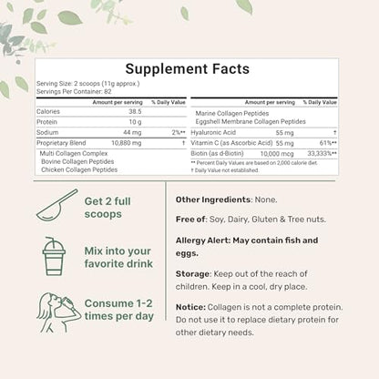 Multi Collagen Protein Powder, 2 Pounds – Type I,II,III,V,X with Biotin 10000mcg Micro IngredientsBuy Supplements Australia
