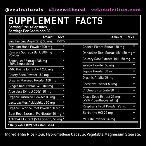 Véla Colon Cleanse & Liver Detox Formula Cleanse - 22 Herbs with Milk Thistle, Turmeric VélaBuy Supplements Australia