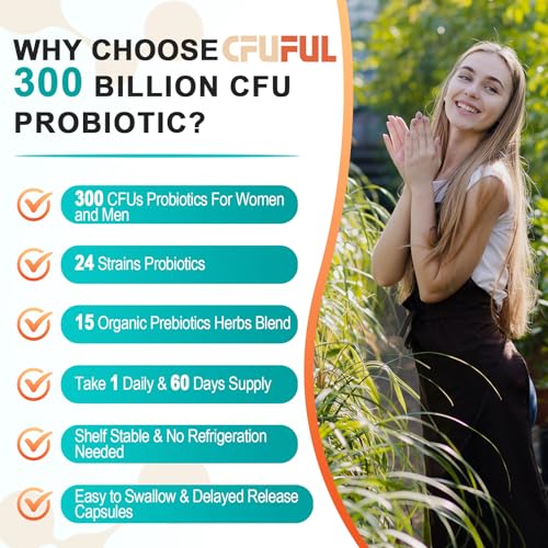 Probiotics for Women & Men - 300 Billion CFU & 24 Strains Probiotic with 15 Organic Herbs CfufulBuy Supplements Australia