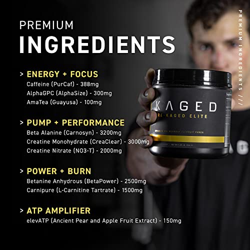 Kaged High Stimulant Pre Workout Powder | Fruit Punch | Pre-Kaged Elite | L-Citrulline KagedBuy Supplements Australia