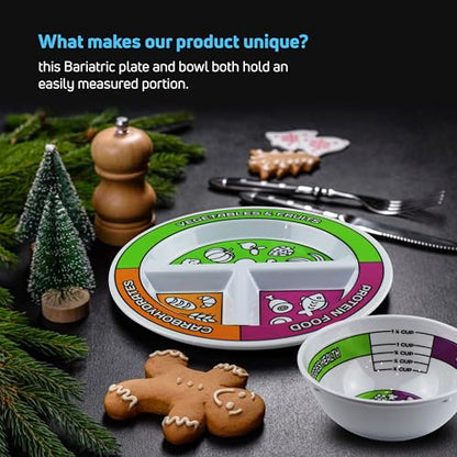Portion Control Bariatric Plates and Bowls Set of 2 (4pcs Total) - Self-Measuring Plates HeroFiberBuy Supplements Australia