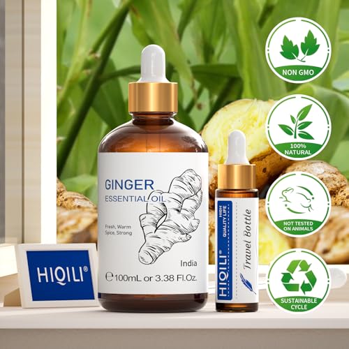 HIQILI Pure Ginger Essential Oil 3.38 Fl Oz, Pure Natural Premium Ginger Oil for Massage HIQILIBuy Supplements Australia