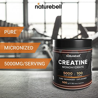 NatureBell Creatine Monohydrate Powder 500 Grams, 5000mg Per Serving NatureBellBuy Supplements Australia