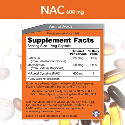 NOW Supplements, NAC (N-Acetyl Cysteine) 600 mg with Selenium & Molybdenum NOWBuy Supplements Australia