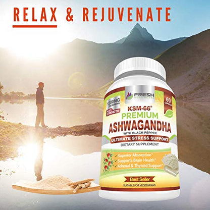 FRESH HEALTHCARE Ashwagandha Capsules KSM 66-1200mg Pure and Potent FRESH HEALTHCAREBuy Supplements Australia