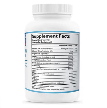 HARMONIFY GABA L-Theanine Supplements with Magnesium Glycinate, Ashwagandha, Same, 5-HTP and L-Tryptophan, 12 in 1 Supplements, 120 Capsules, 2000 mg HARMONIFYBuy Supplements Australia