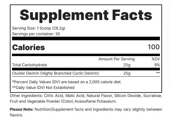 REDCON1 Cluster Bomb, Unflavored - Intra/Post Workout Carbs - Gluten Free + Vegan Cluster Dextrin - Carbohydrate Powder for Readily Available Energy (30 Servings)