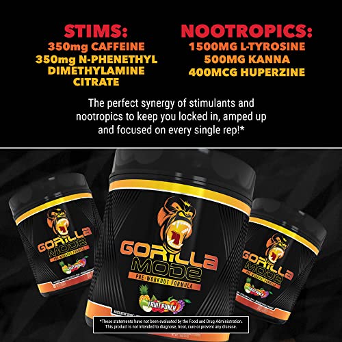 Gorilla Mode Pre Workout - Massive Pumps · Laser Focus · Energy · Power - L-Citrulline Gorilla MindBuy Supplements Australia