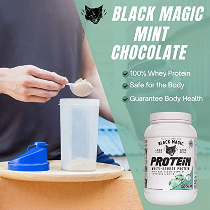 Worldwide Nutrition Bundle, 2 Items: Black Magic Multi-Source Protein Powder - Whey, Egg Albumin Enzymes, Micellar Casein & MCTs - Muscle Mass Gaining - Mint Chocolate Flavor - 2 LB and Keychain Worldwide NutritionBuy Supplements Australia