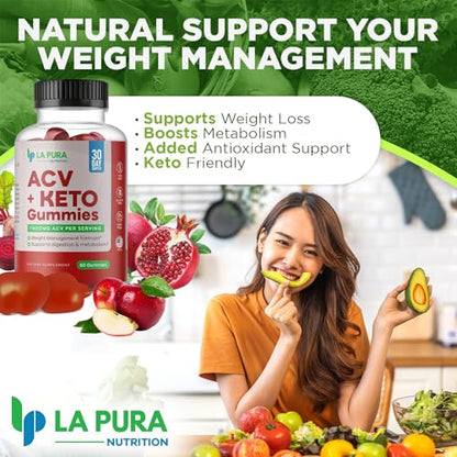 LaPura ACV 1000 mg + Keto Gummies for Weight Loss, 60 Gummies - 1000 mg Apple Cider LaPuraBuy Supplements Australia