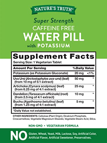 Nature's Truth Super Strength Water Pill with Potassium | 90 Count | Caffeine Free | Vegetarian Nature's TruthBuy Supplements Australia