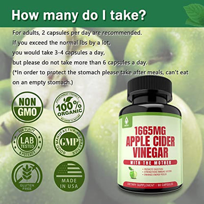 Sugar Free Apple Cider Vinegar Capsules with The Mother, New Formula with Milk Thistle EnvyDealBuy Supplements Australia