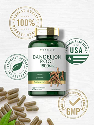 Carlyle Dandelion Root Capsules 1800mg | 300 Count | Non-GMO, Gluten Free CarlyleBuy Supplements Australia