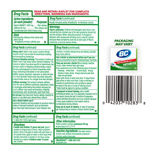 BC Pain Relief Powder, Arthritis Pain, 24 ct (Pack of 1) BCBuy Supplements Australia