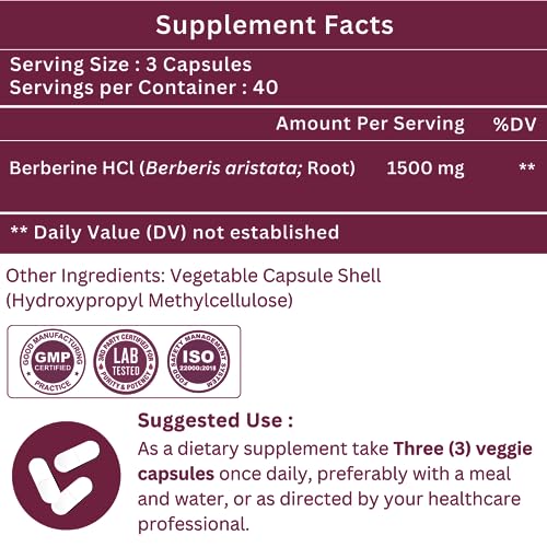SHRISHA HERBAL Indian Berberine 1500mg - Berberine HCl 500mg Per Capsule - Support SHRISHA HERBALBuy Supplements Australia