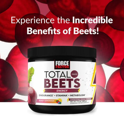 Force Factor Total Beets Energy Drink Mix, Superfood Beet Root Powder with Nitrates Force FactorBuy Supplements Australia