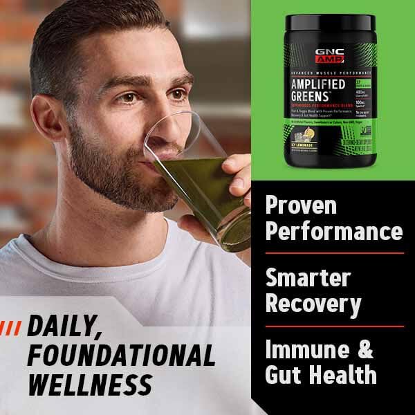 GNC AMP Amplified Greens Superfoods Performance Blend - Vegan Athlete Superfood Drink - Blueberry Pomegranate - 9.9 Oz (30 Servings) GNCBuy Supplements Australia