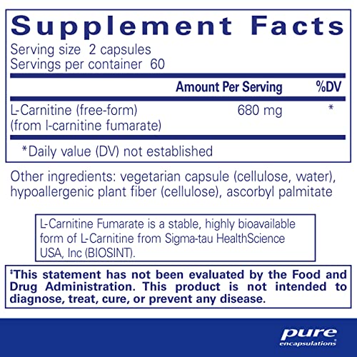 Pure Encapsulations L-Carnitine Fumarate | Hypoallergenic Supplement Support for Enhanced Pure EncapsulationsBuy Supplements Australia