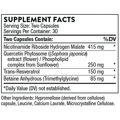 THORNE ResveraCel - Nicotinamide Riboside with Quercetin Phytosome and Resveratrol THORNEBuy Supplements Australia